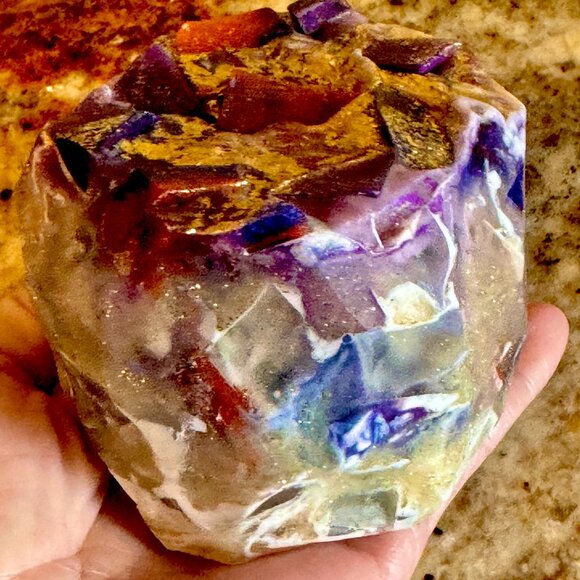 Crystal Soaps, Set 3 Jumbo Soaps, Rock Gem Soap Bars 9oz ea. Handmade Gift, Soap - Picture 6 of 15